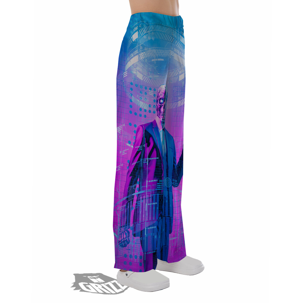 Purple Skeleton Cyber Print Pajama Pants-grizzshop