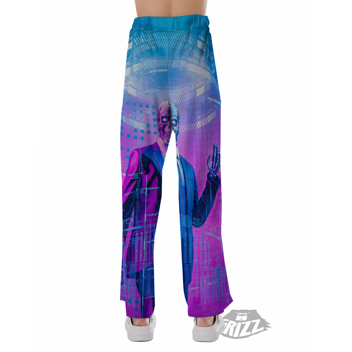 Purple Skeleton Cyber Print Pajama Pants-grizzshop