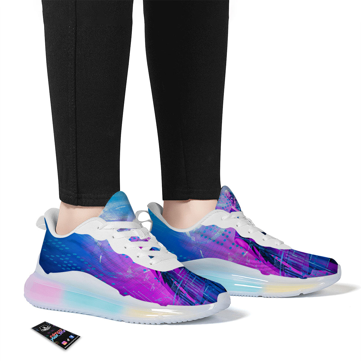 Purple Skeleton Cyber Print Running Sneakers-grizzshop