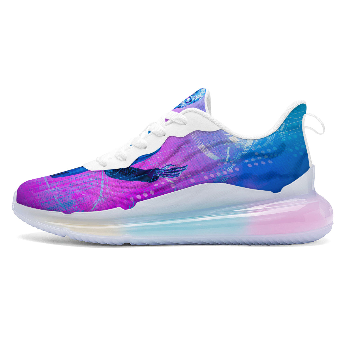 Purple Skeleton Cyber Print Running Sneakers-grizzshop