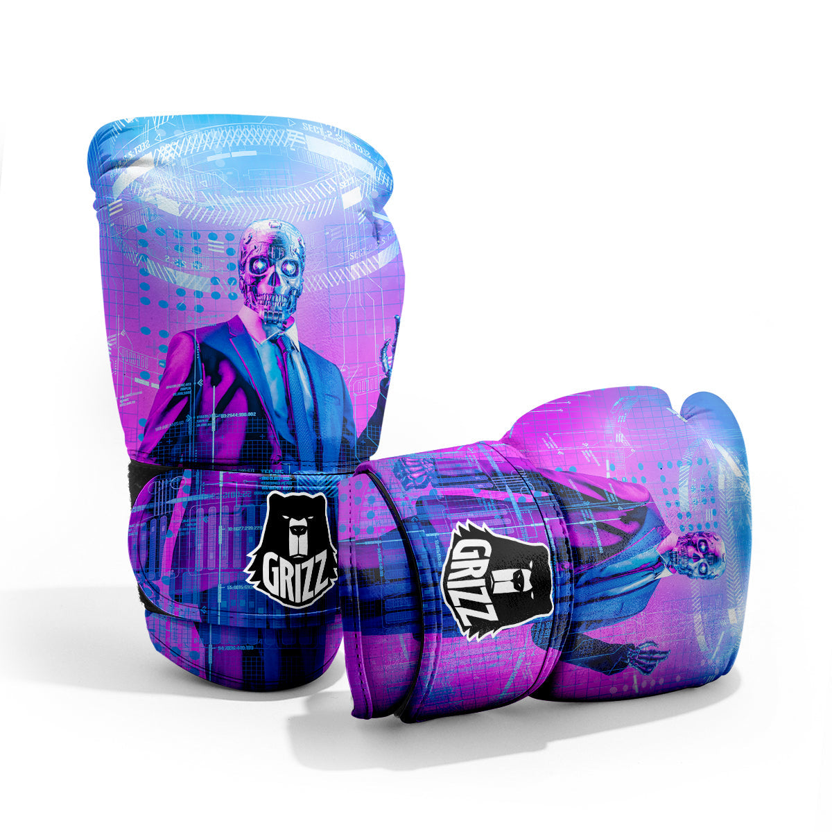 Purple Skeleton Cyber Print Pro Boxing Glove
