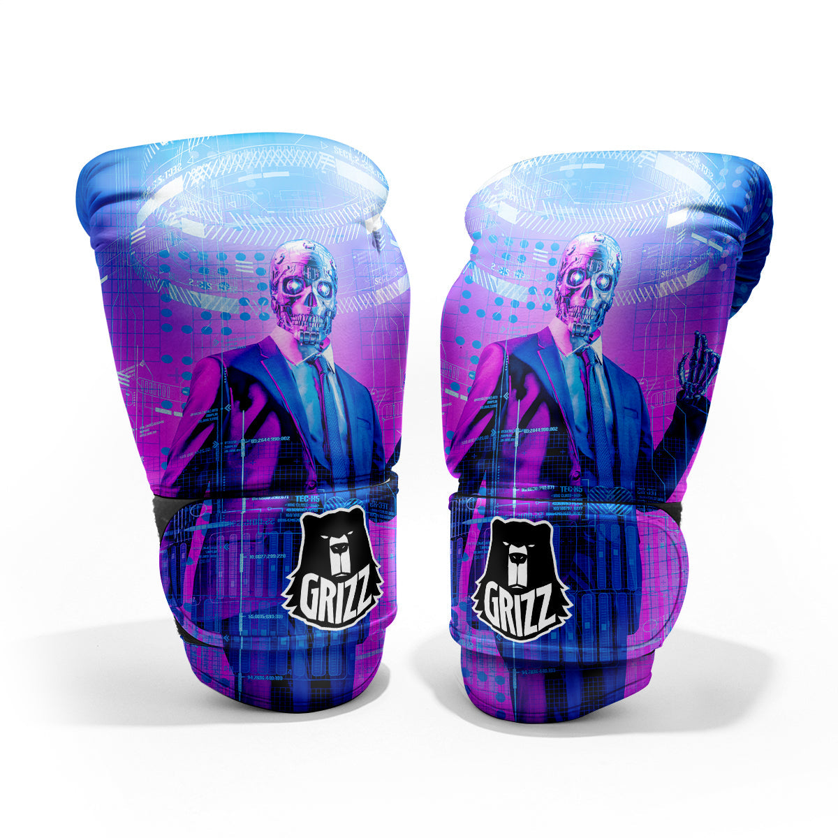 Purple Skeleton Cyber Print Pro Boxing Glove