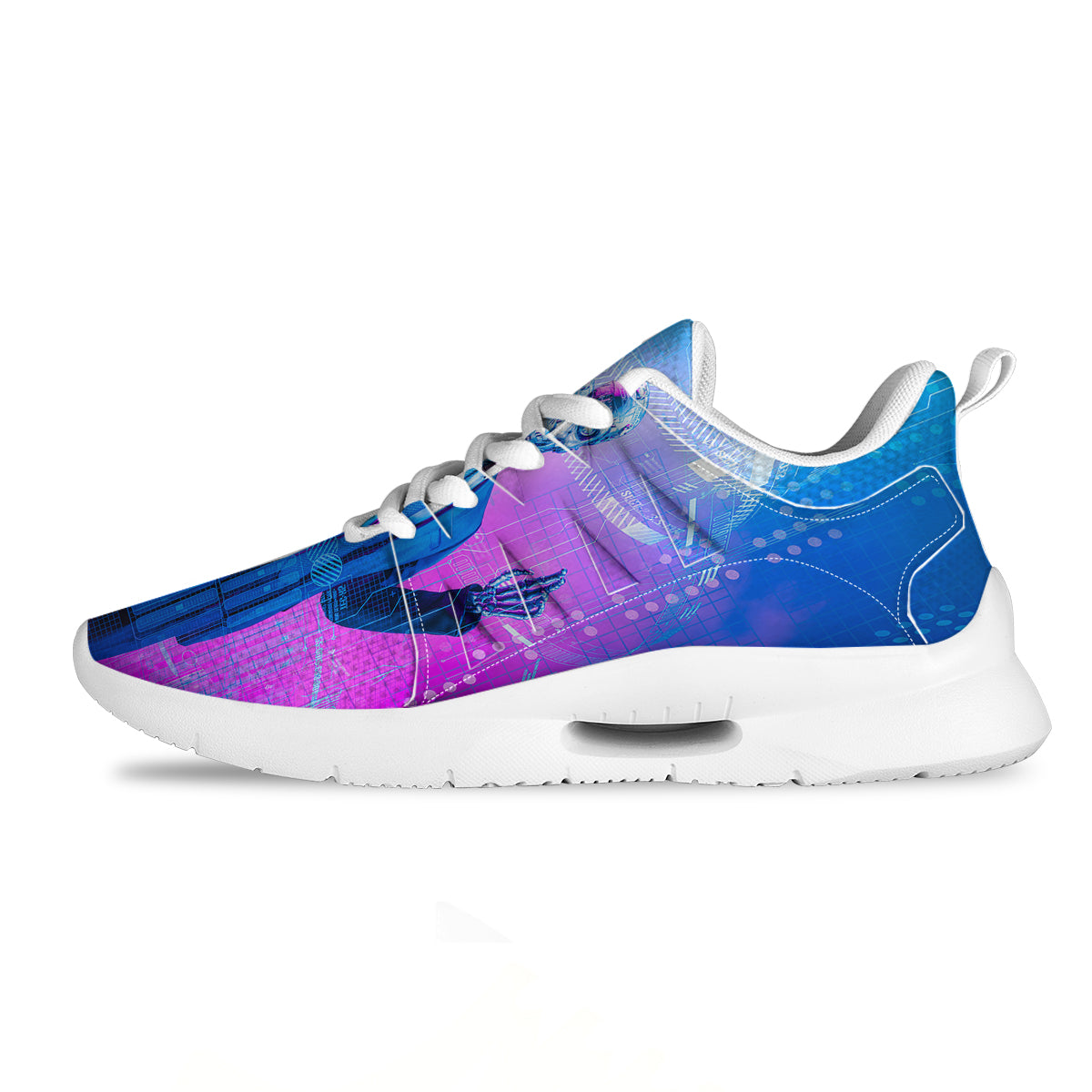 Purple Skeleton Cyber Print Tennis Shoes-grizzshop