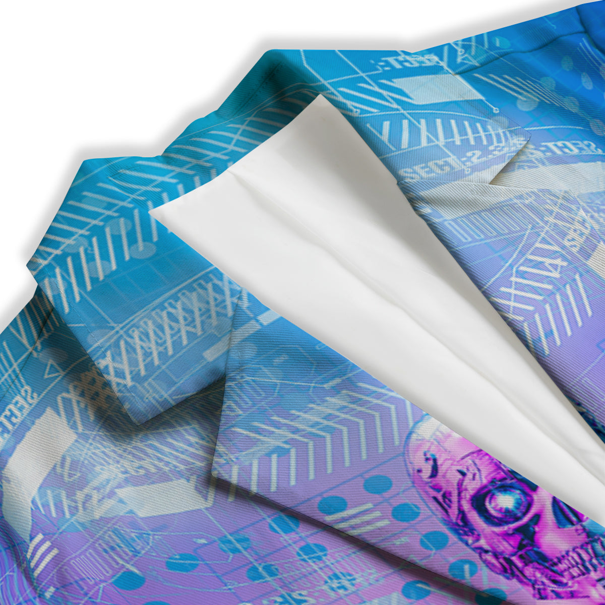 Purple Skeleton Cyber Print Women's Blazer-grizzshop