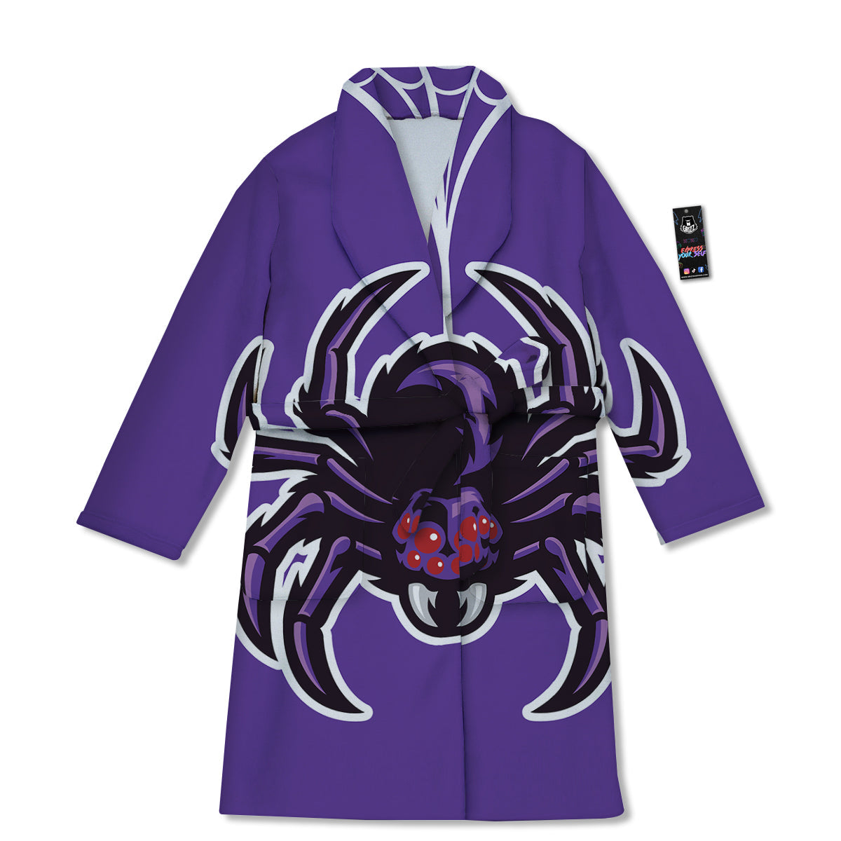 Purple Spider Print Bathrobe-grizzshop
