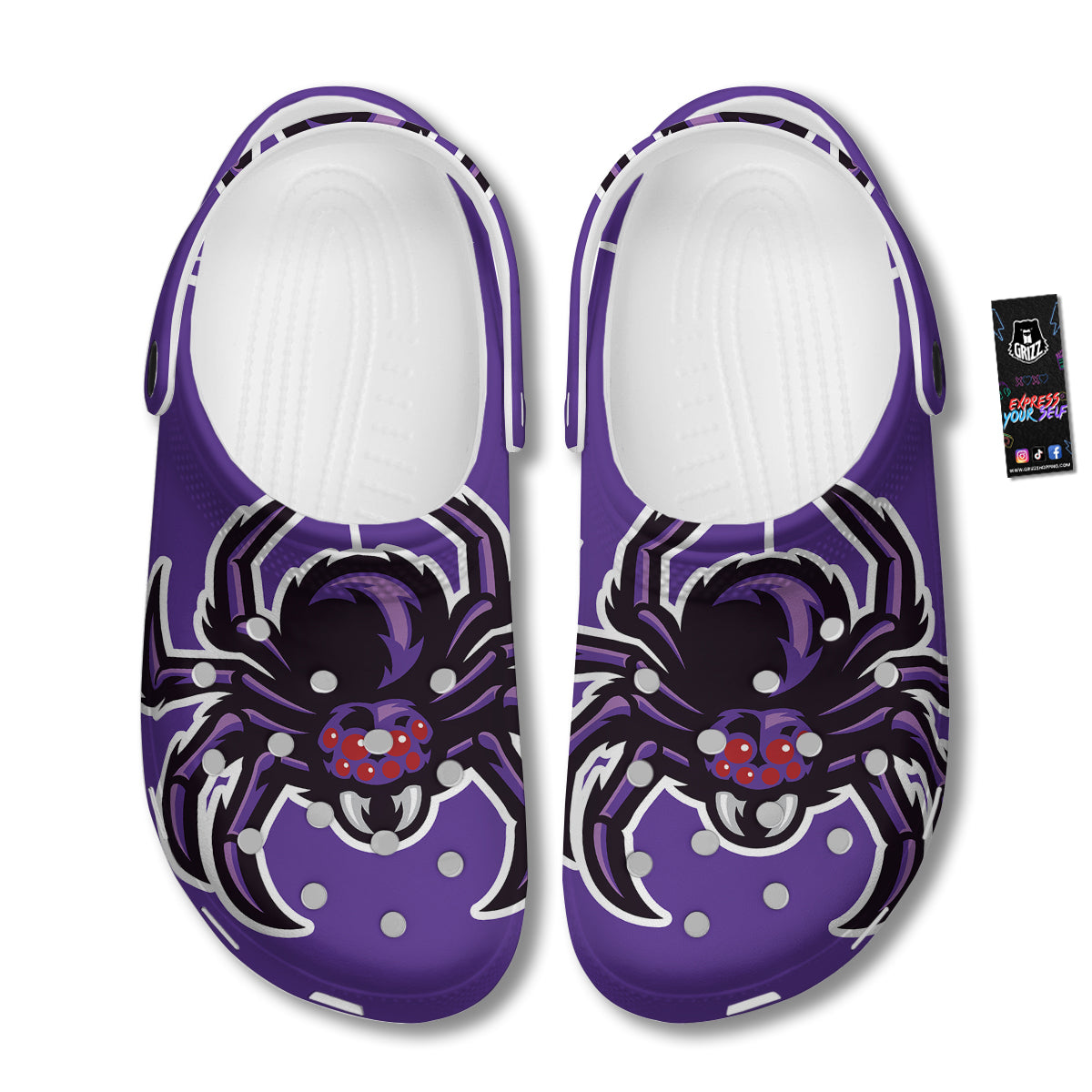 Purple Spider Print Clog-grizzshop