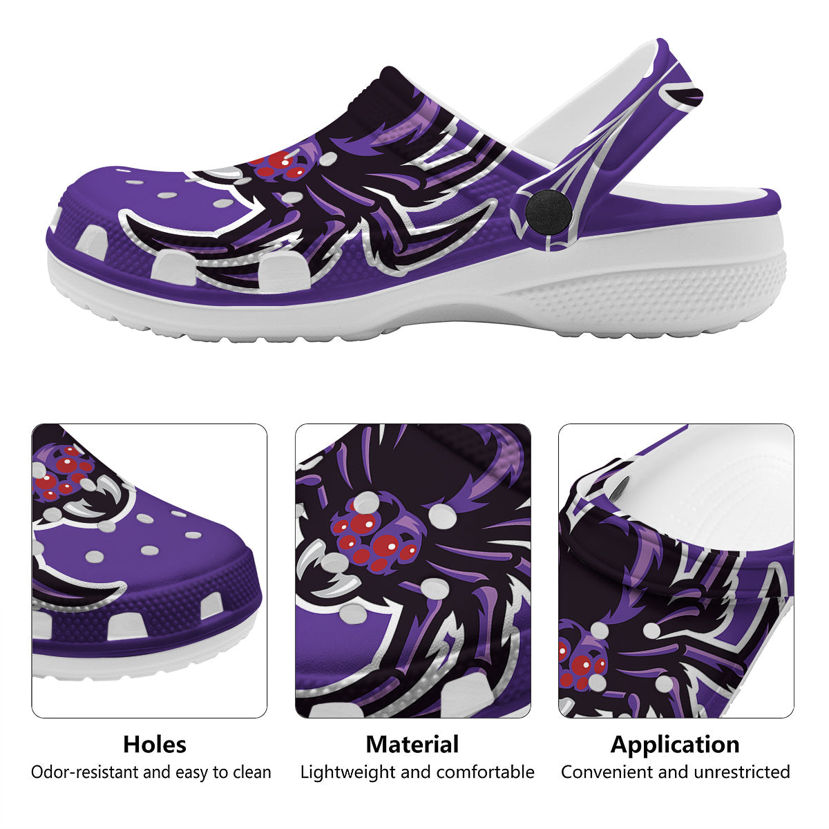 Purple Spider Print Clog-grizzshop