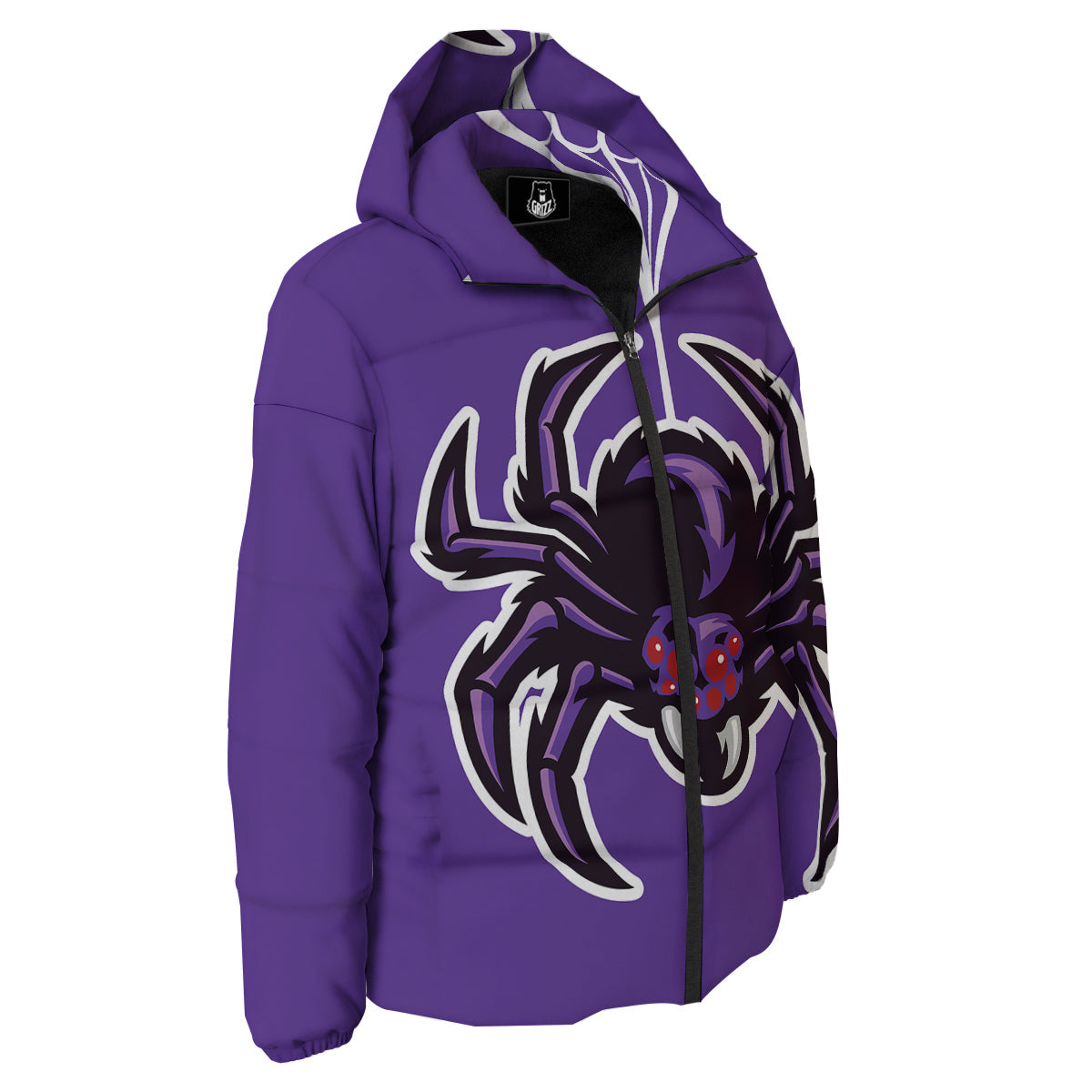 Purple Spider Print Down Jacket-grizzshop