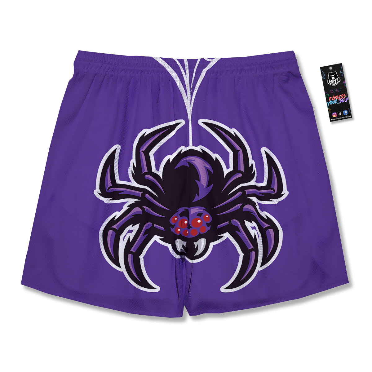 Purple Spider Print Men's Running Shorts-grizzshop