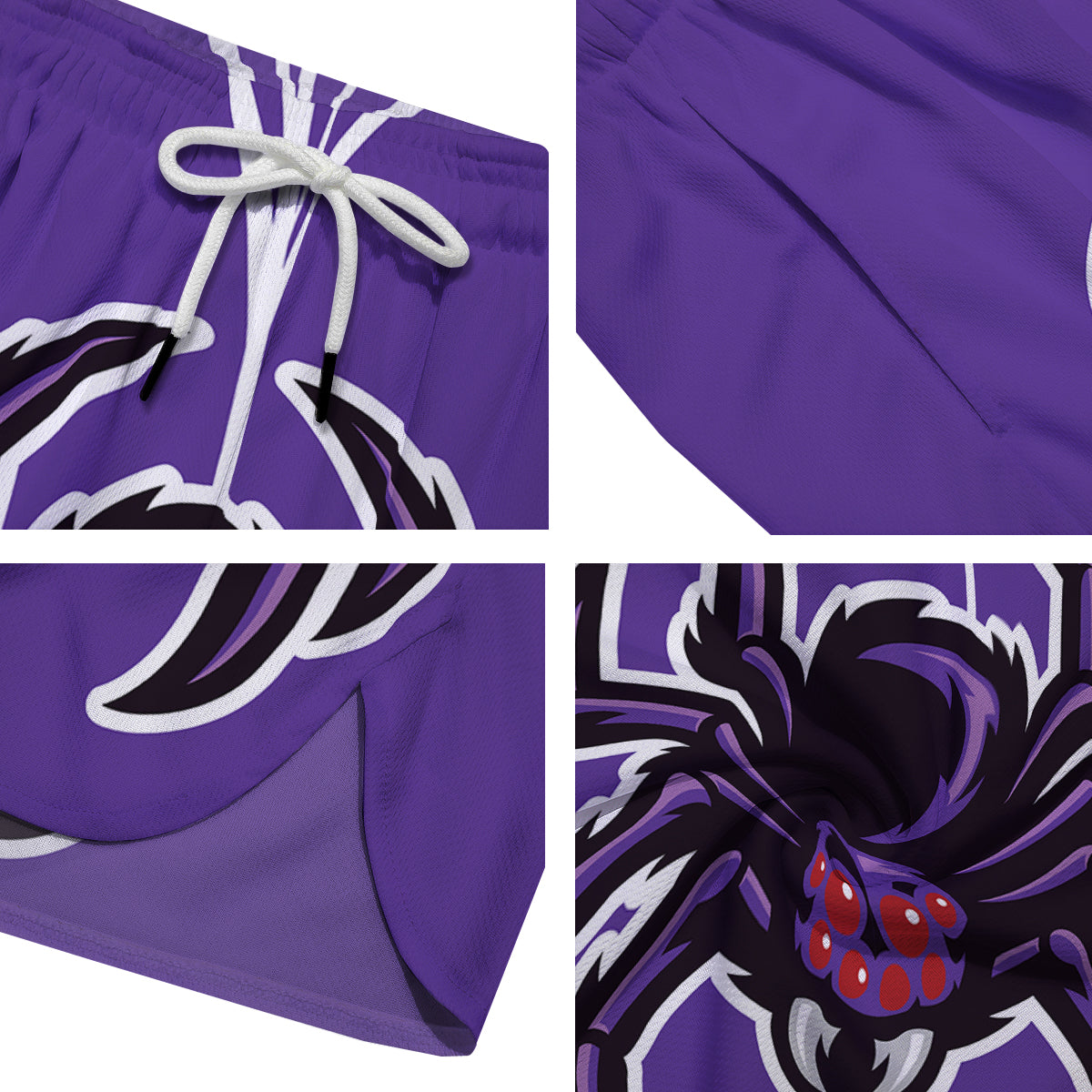 Purple Spider Print Men's Running Shorts-grizzshop