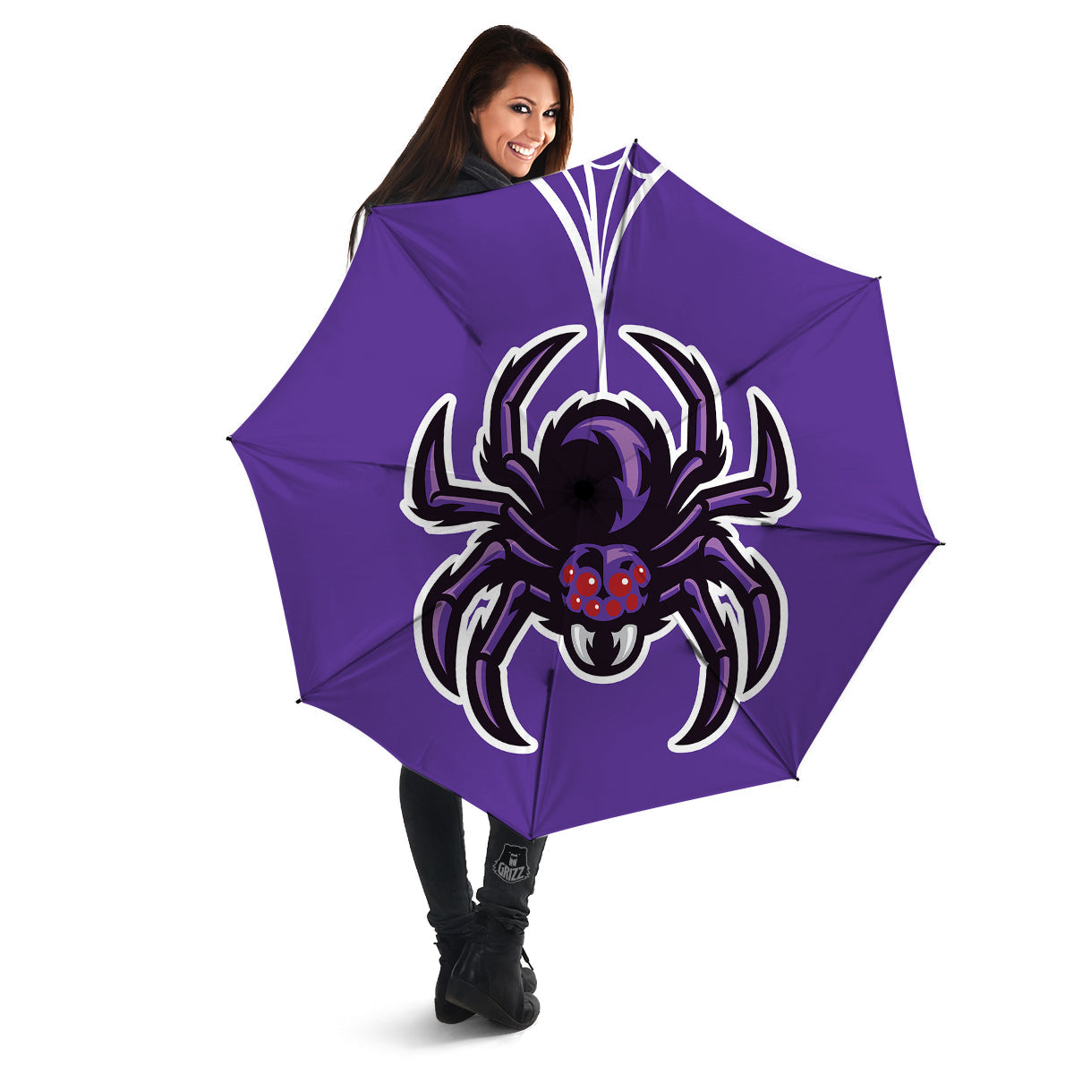 Purple Spider Print Umbrella-grizzshop