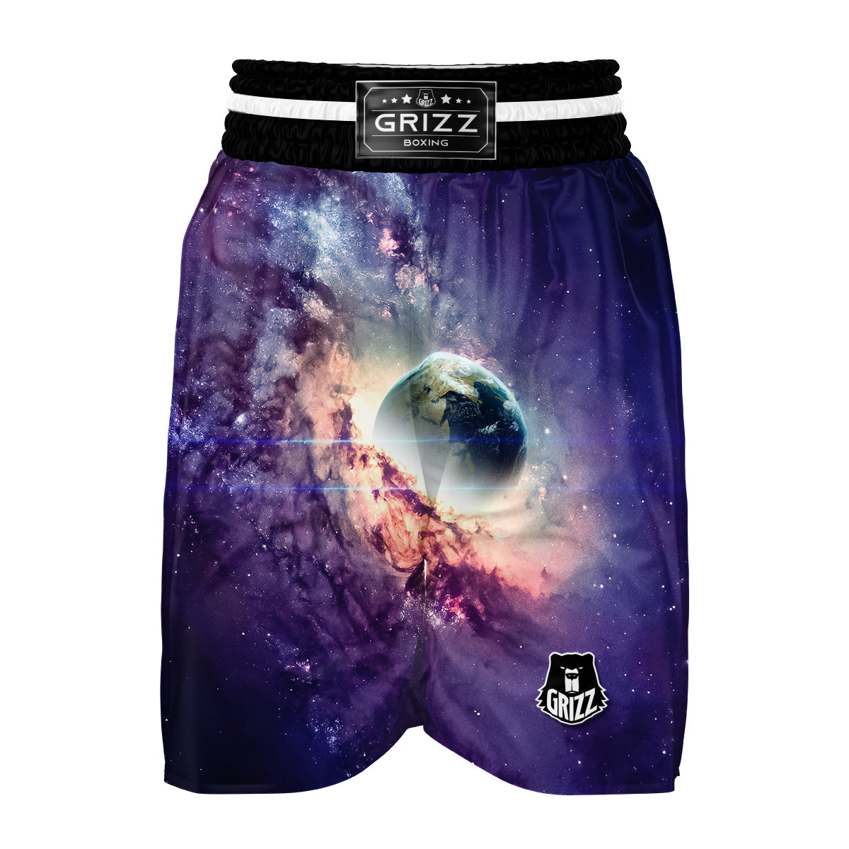 Purple Stardust Galaxy Space Print Boxing Shorts-grizzshop