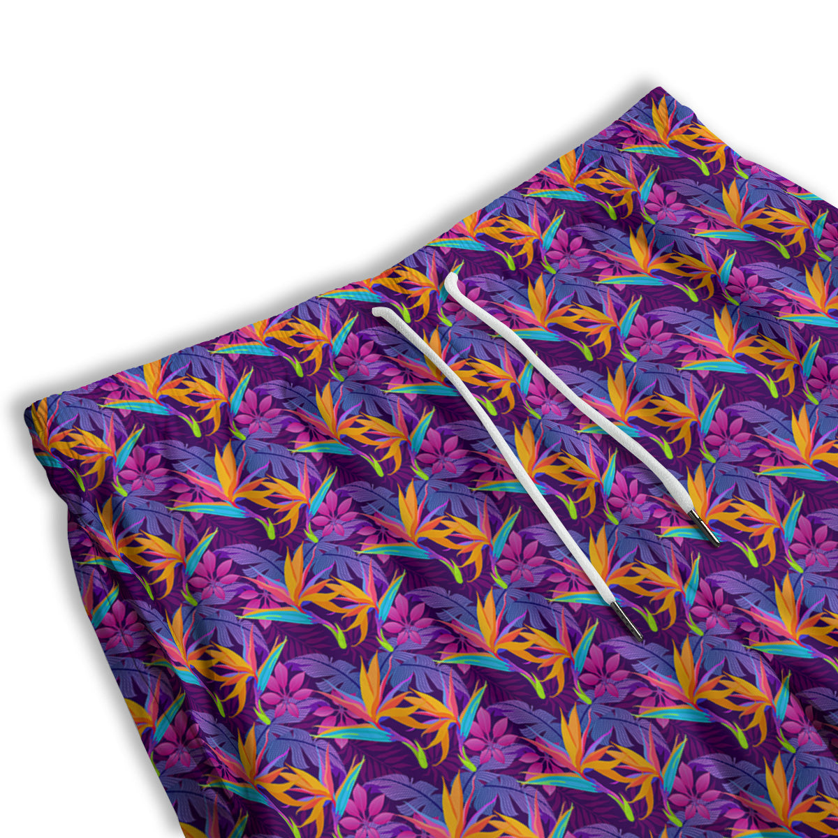 Purple Tropical Leaves Print Pattern Men's Athletic Shorts-grizzshop