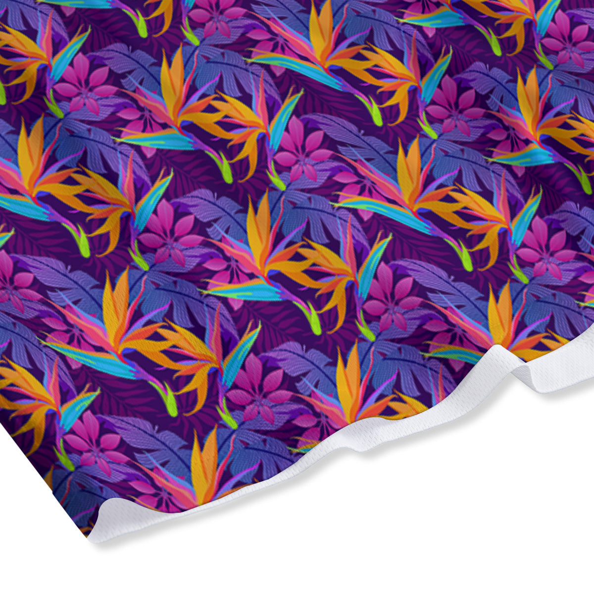 Purple Tropical Leaves Print Pattern Mesh Shorts-grizzshop