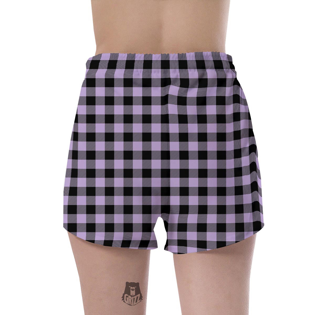 Purple Violet Plaid Women's Shorts-grizzshop