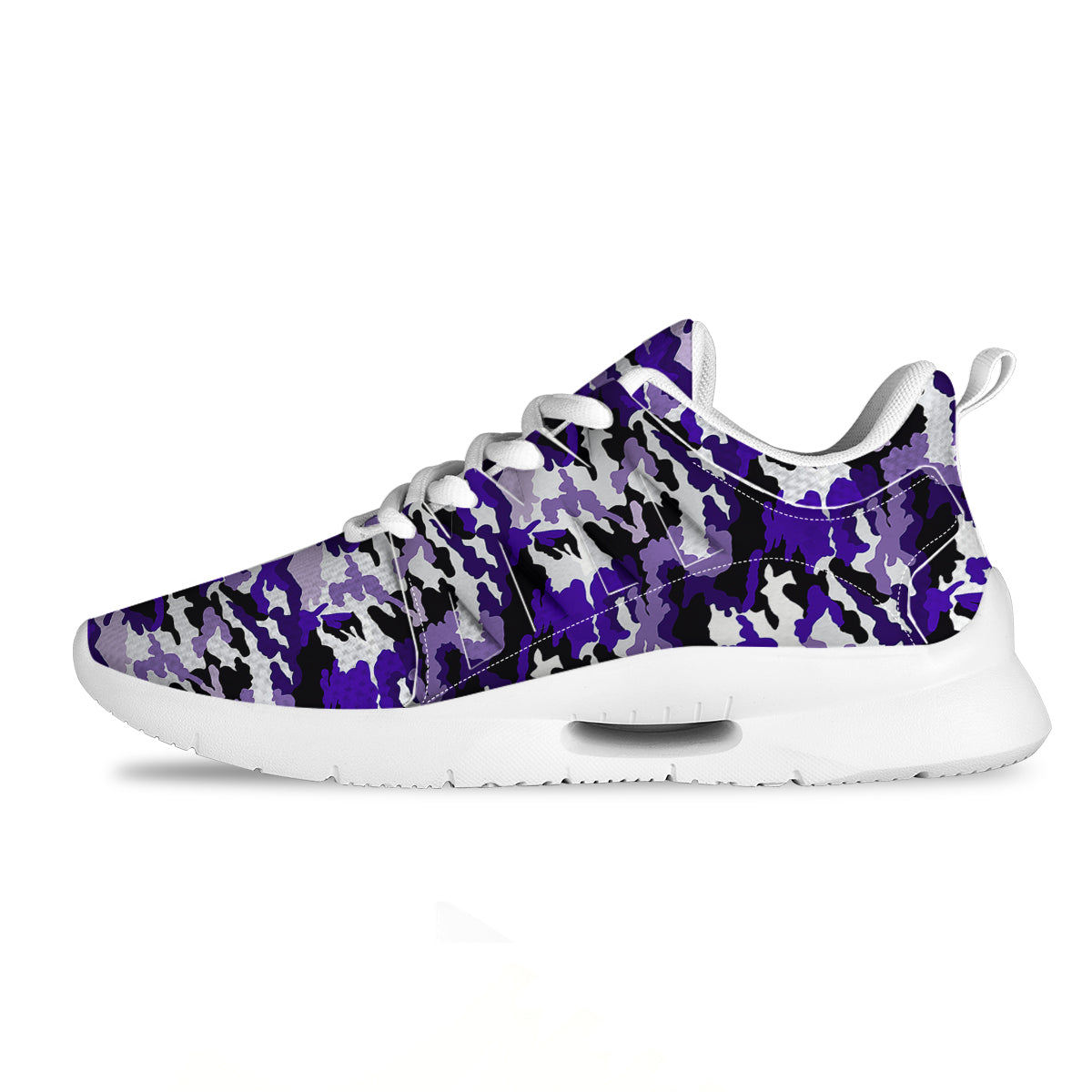 Purple White Abstract Camouflage Print Tennis Shoes-grizzshop