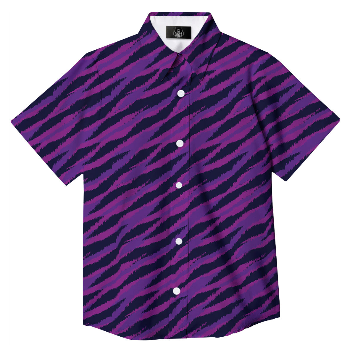 Purple Zebra Print Button Up Shirt-grizzshop