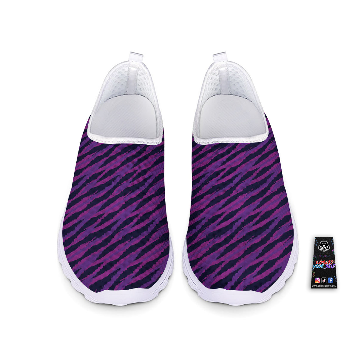 Purple Zebra Print Nurse Shoes-grizzshop