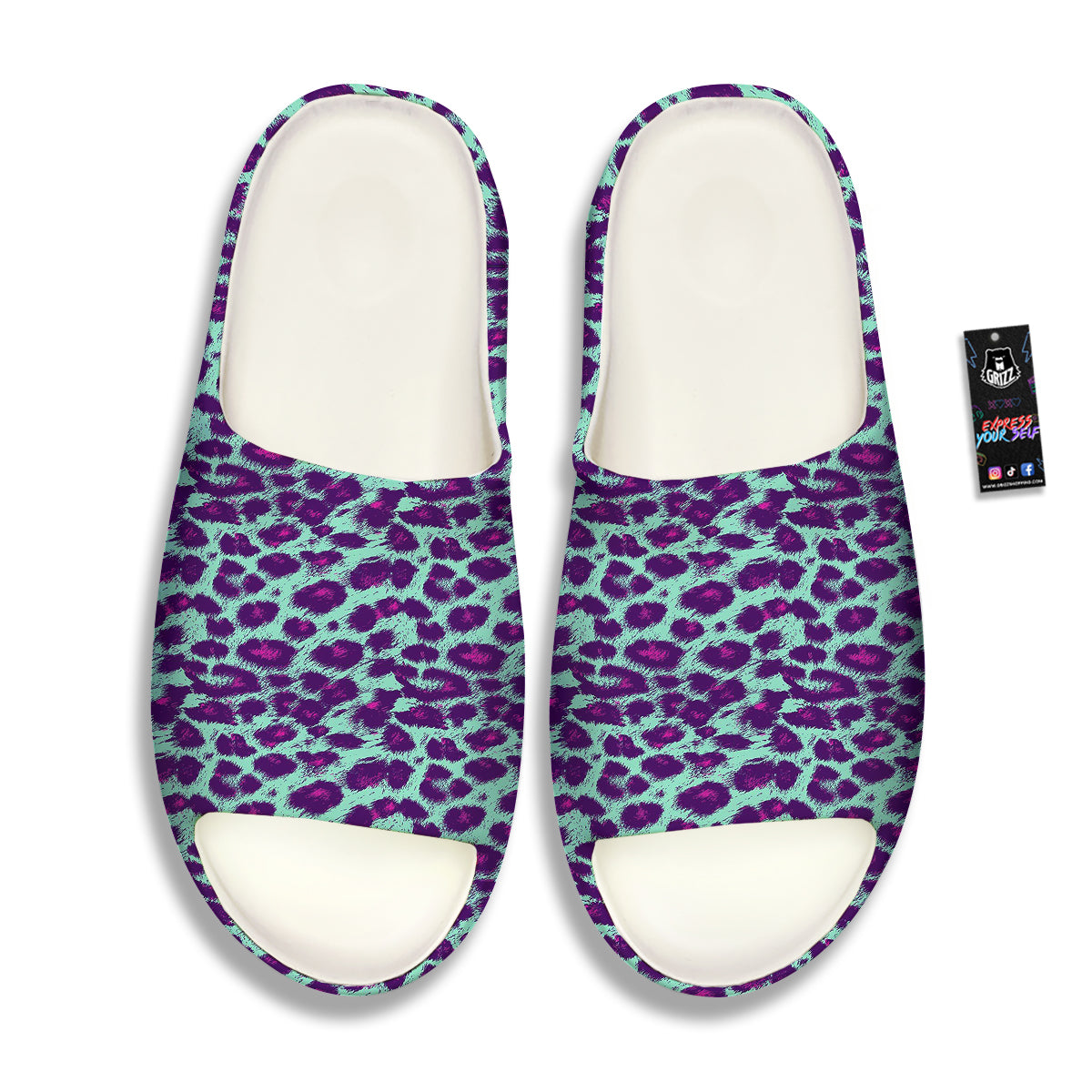 Purple And Blue Neon Leopard Print Sandals-grizzshop