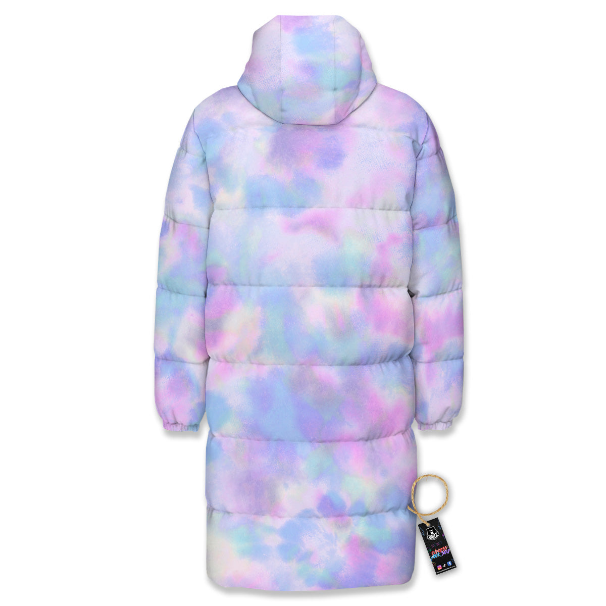 Purple And Blue Tie Dye Shibori Print Long Down Jacket