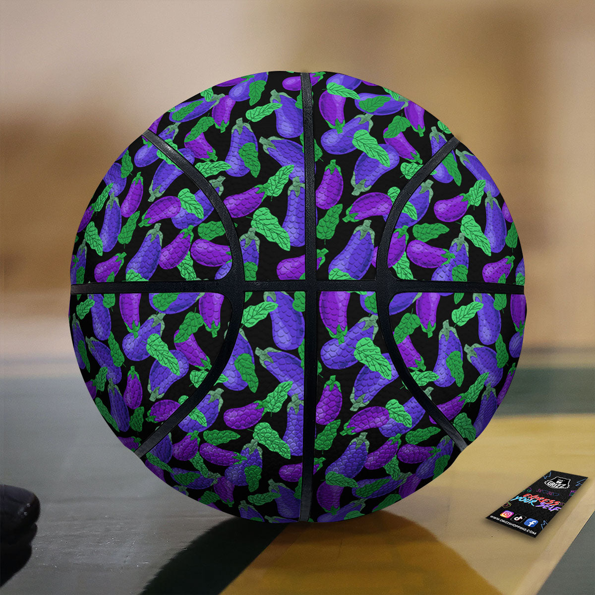 Purple Eggplant Print Pattern Basketball