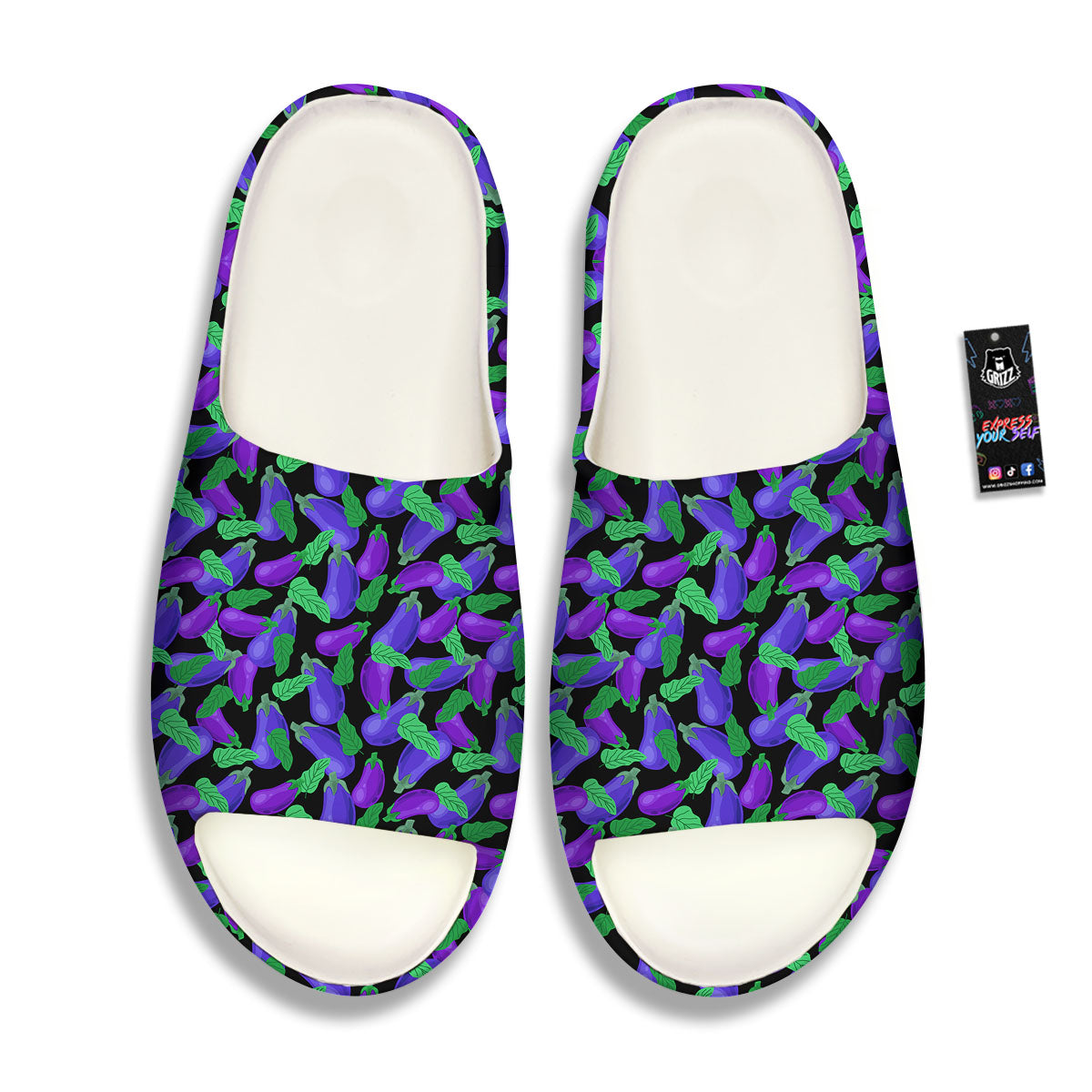 Purple Eggplant Print Pattern Sandals-grizzshop