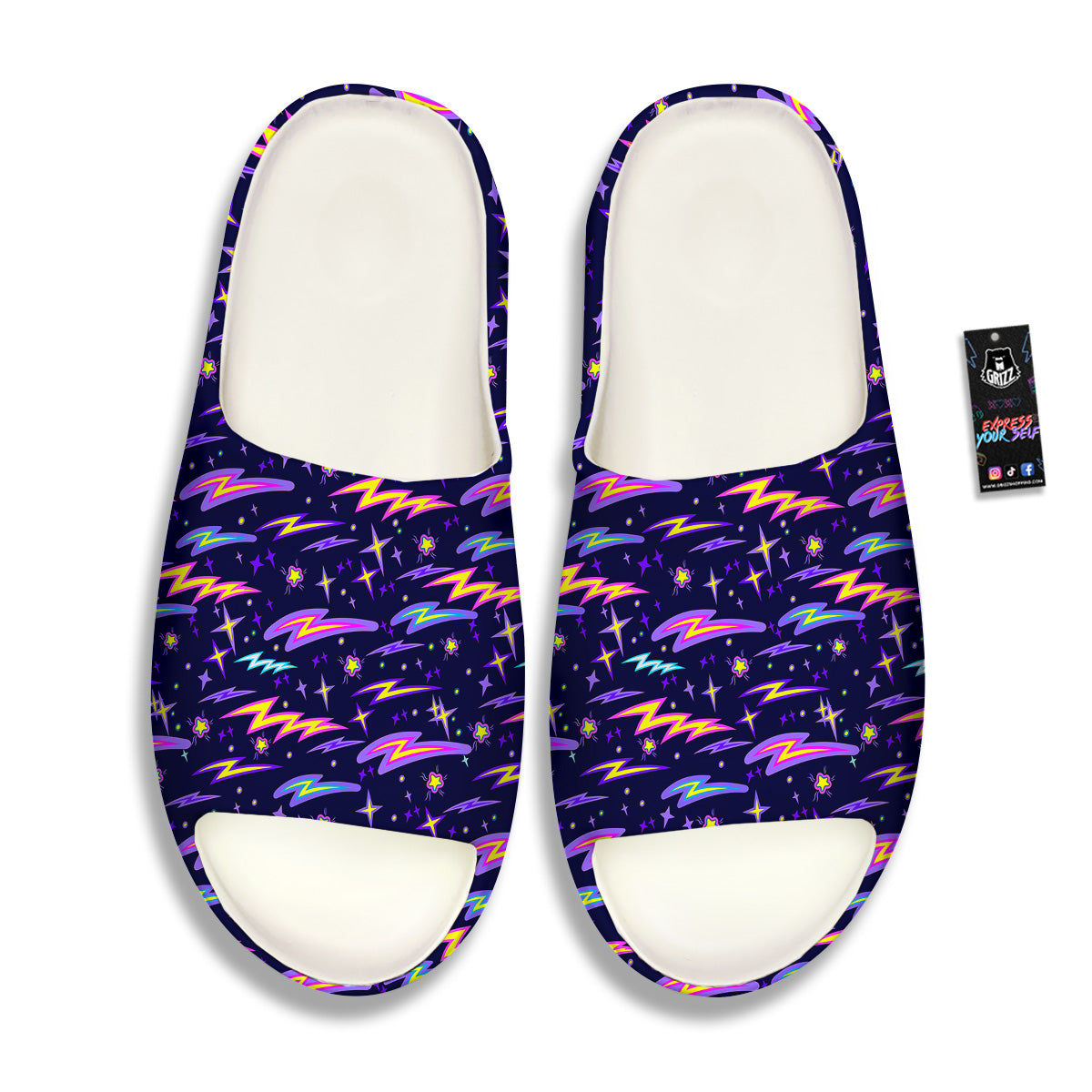 Purple Lightning Flashes Print Pattern Sandals-grizzshop