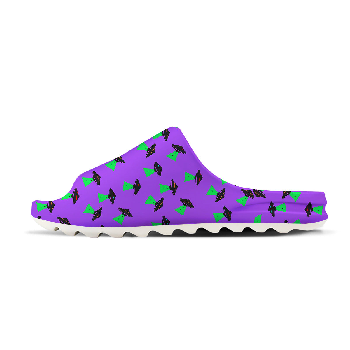 Purple UFO Alien Spaceship Print Pattern Sandals-grizzshop