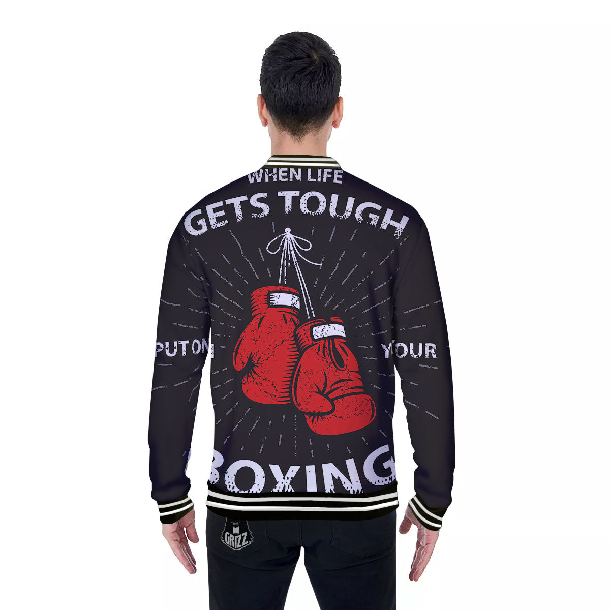 Put On Your Boxing Gloves Print Baseball Jacket-grizzshop