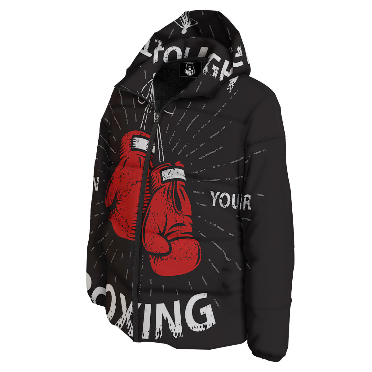 Put On Your Boxing Gloves Print Down Jacket-grizzshop
