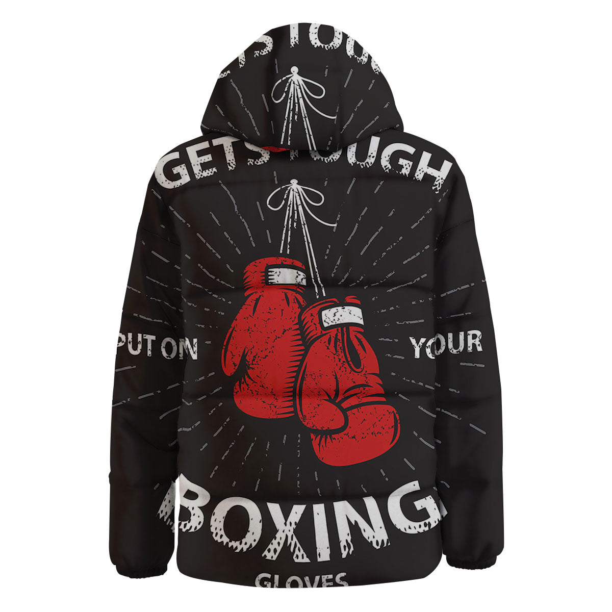Put On Your Boxing Gloves Print Down Jacket-grizzshop