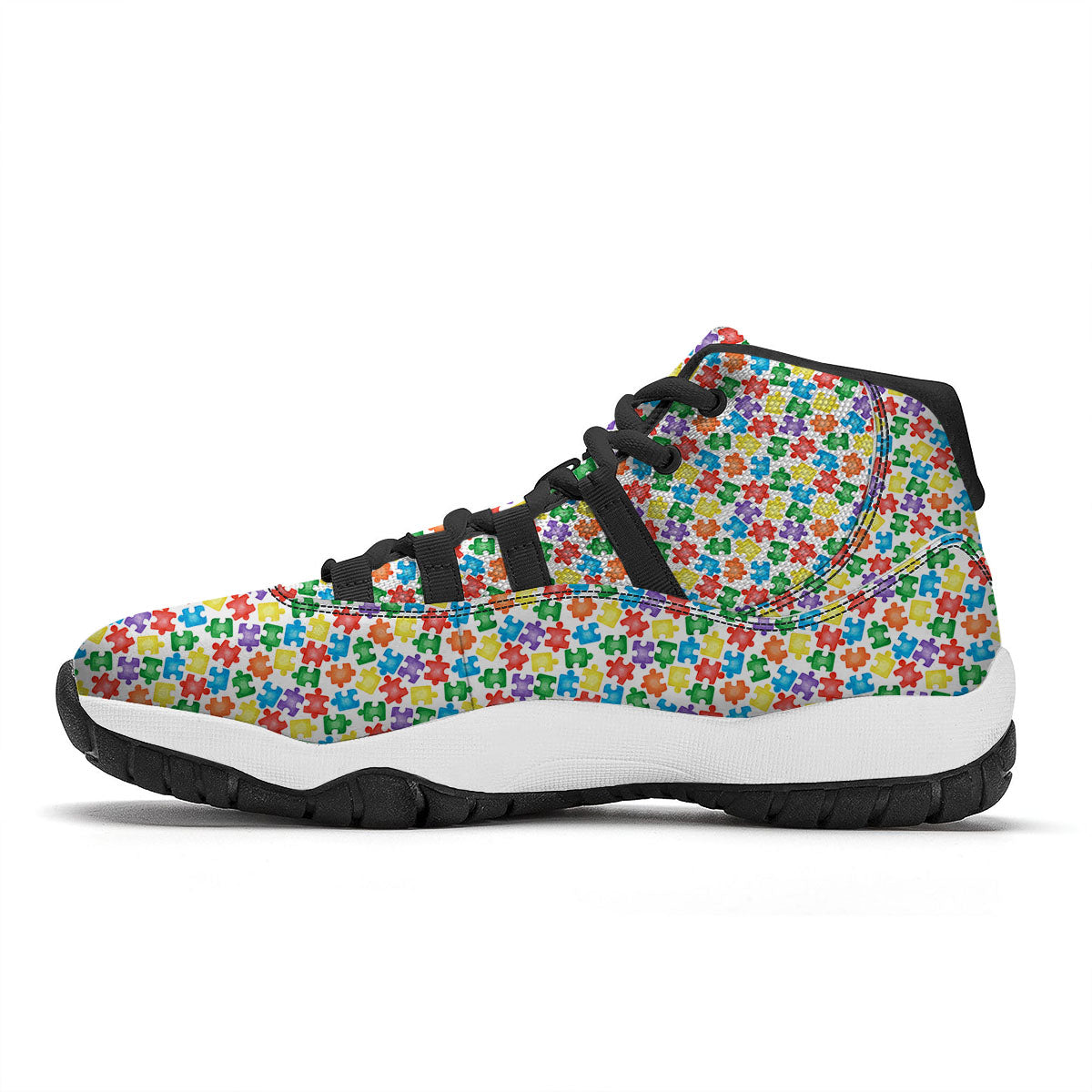Puzzle Autism Awareness Print Black Bball Shoes-grizzshop