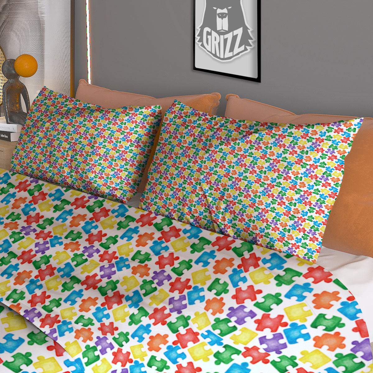 Puzzle Autism Awareness Print Duvet Cover Bedding Set