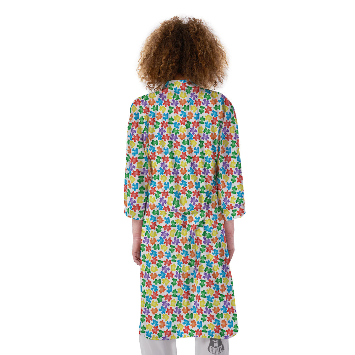 Puzzle Autism Awareness Print Kimono-grizzshop