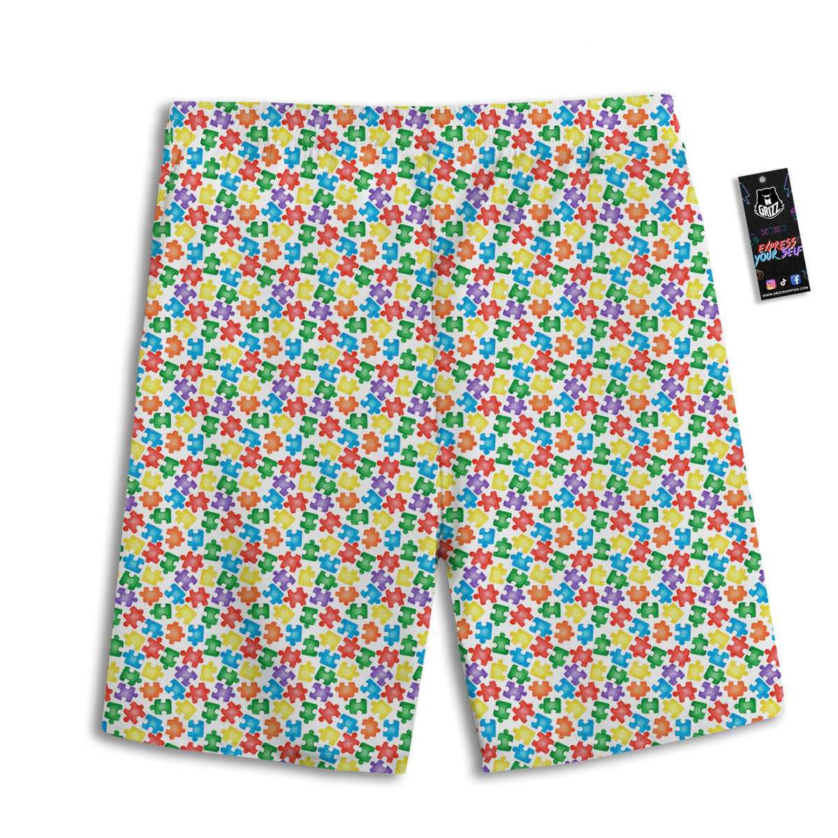 Puzzle Autism Awareness Print Men's Athletic Shorts