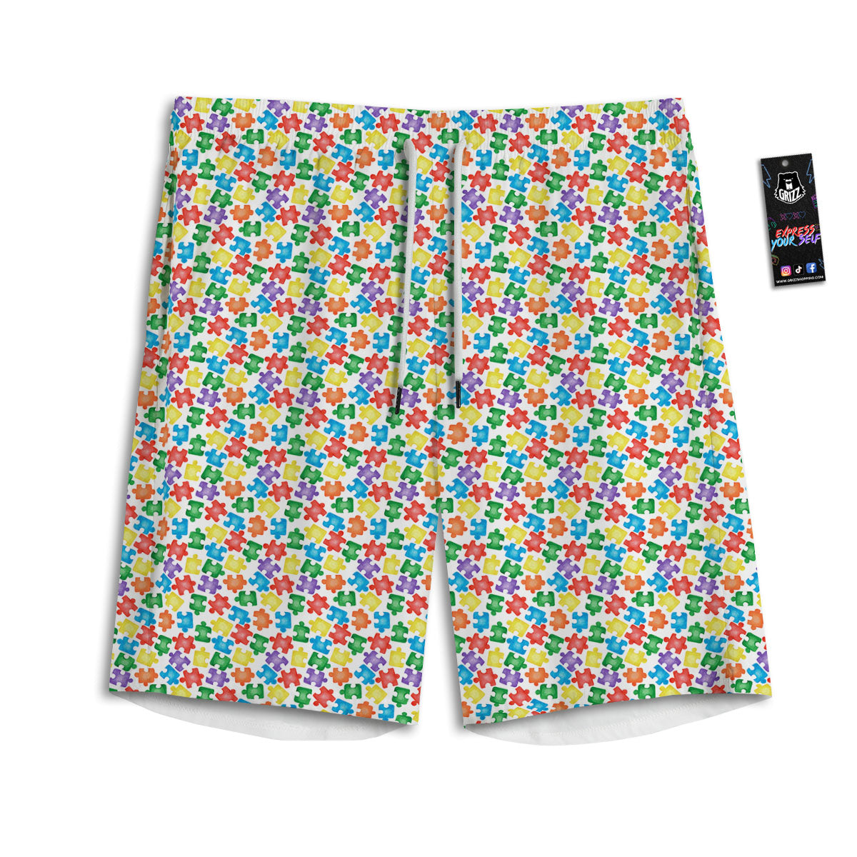 Puzzle Autism Awareness Print Men's Athletic Shorts