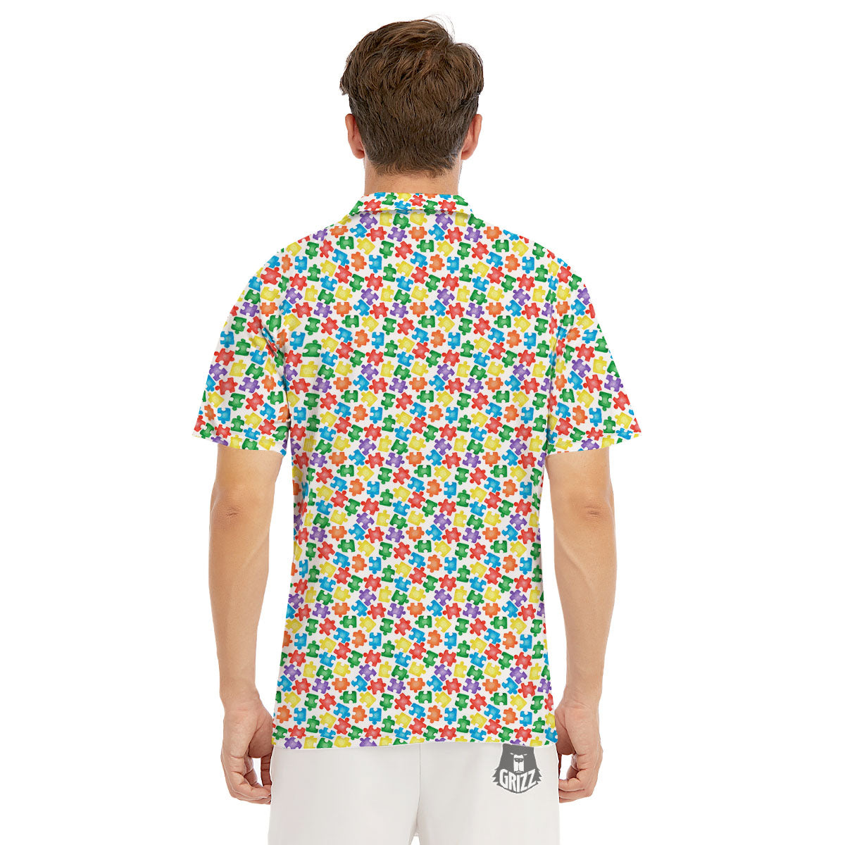 Puzzle Autism Awareness Print Men's Golf Shirts-grizzshop