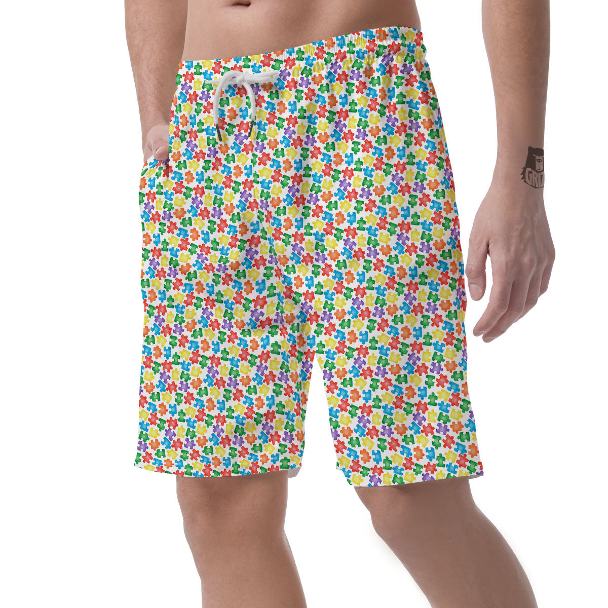 Puzzle Autism Awareness Print Men's Shorts-grizzshop