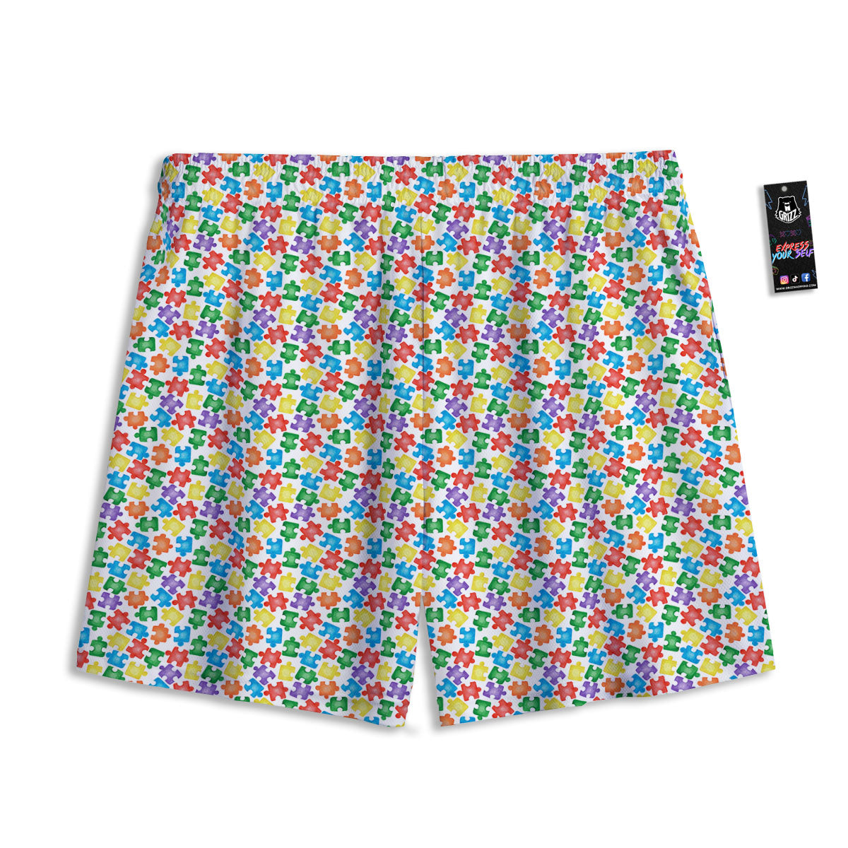 Pug Geometric Print Pattern Mesh Shorts