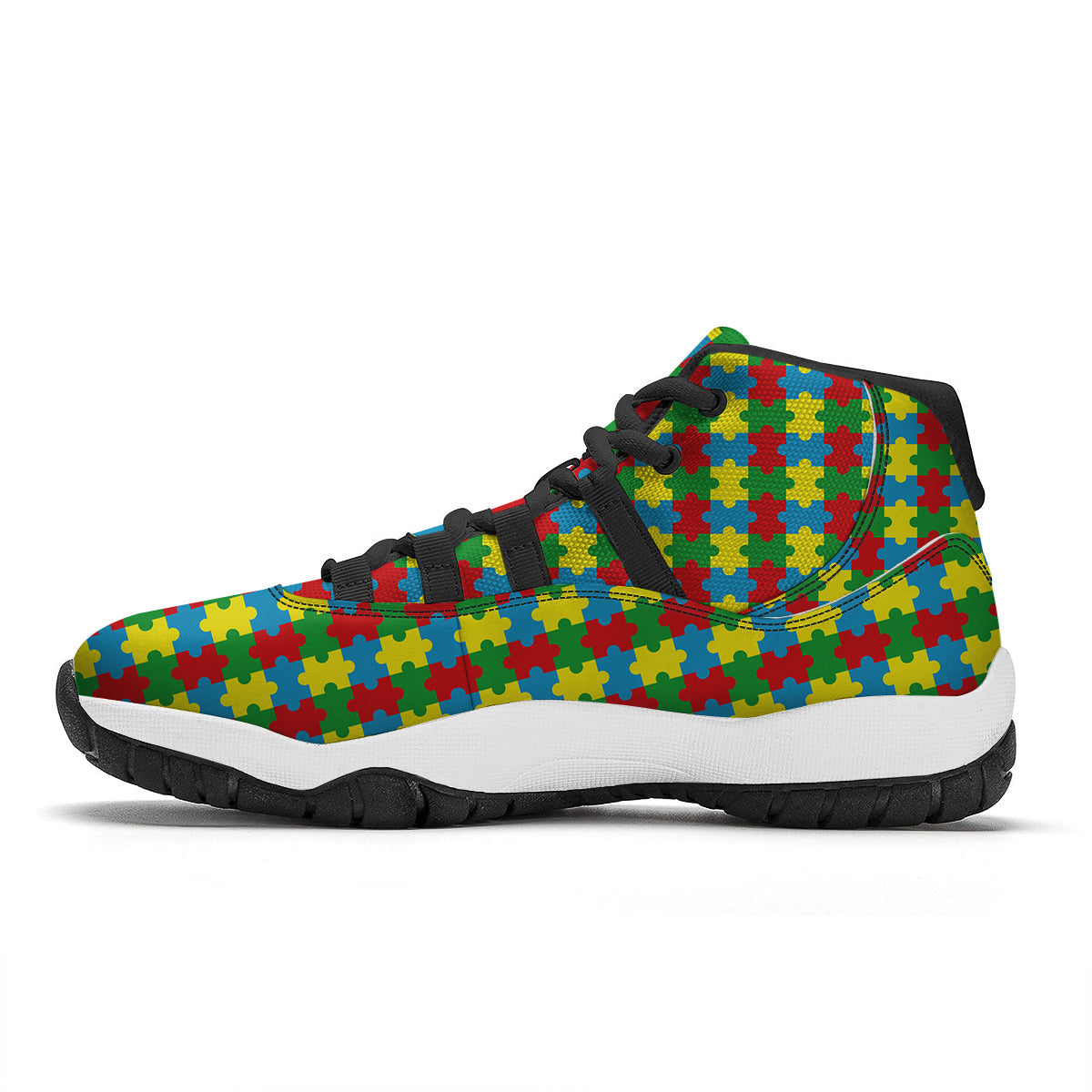 Puzzle Autism Awareness Print Pattern Black Bball Shoes-grizzshop