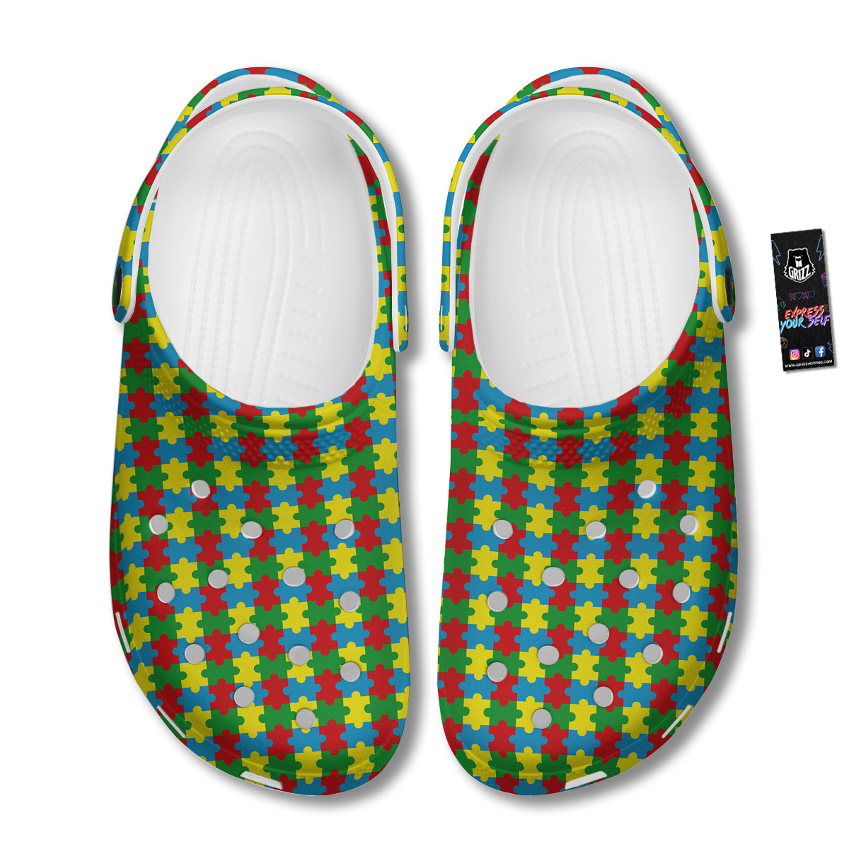 Puzzle Autism Awareness Print Pattern Clog-grizzshop