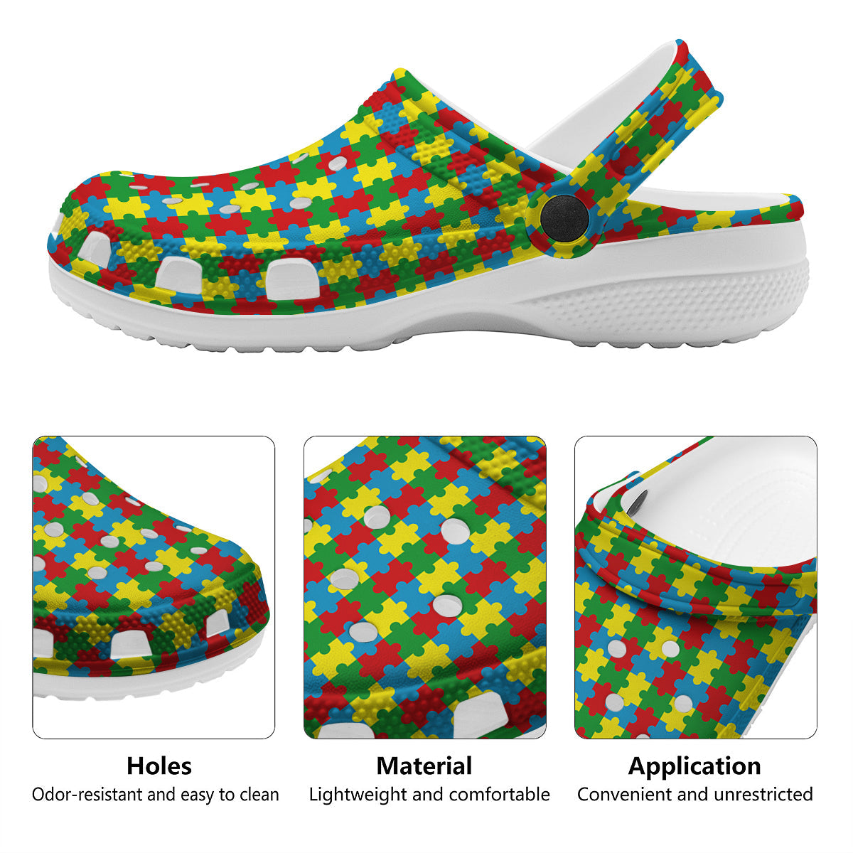 Puzzle Autism Awareness Print Pattern Clog-grizzshop