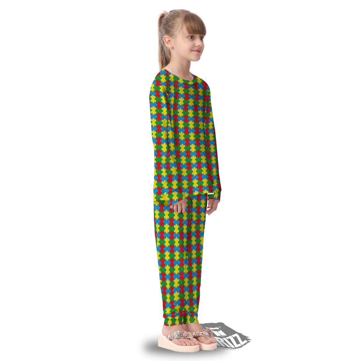 Puzzle Autism Awareness Print Pattern Kid's Pajamas-grizzshop