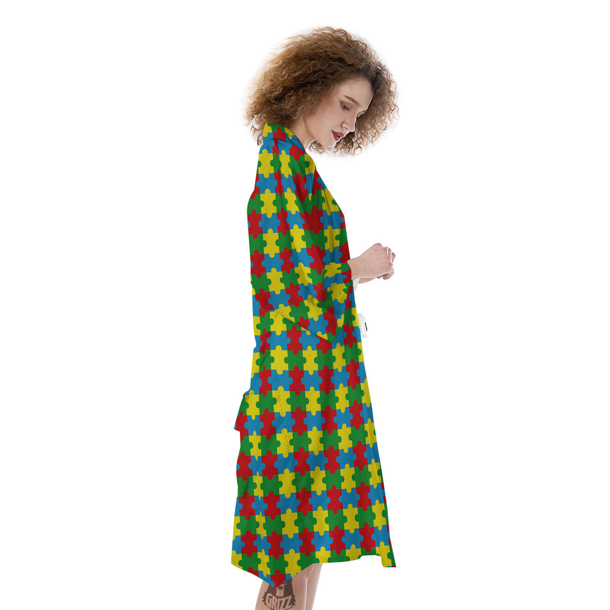 Puzzle Autism Awareness Print Pattern Kimono-grizzshop