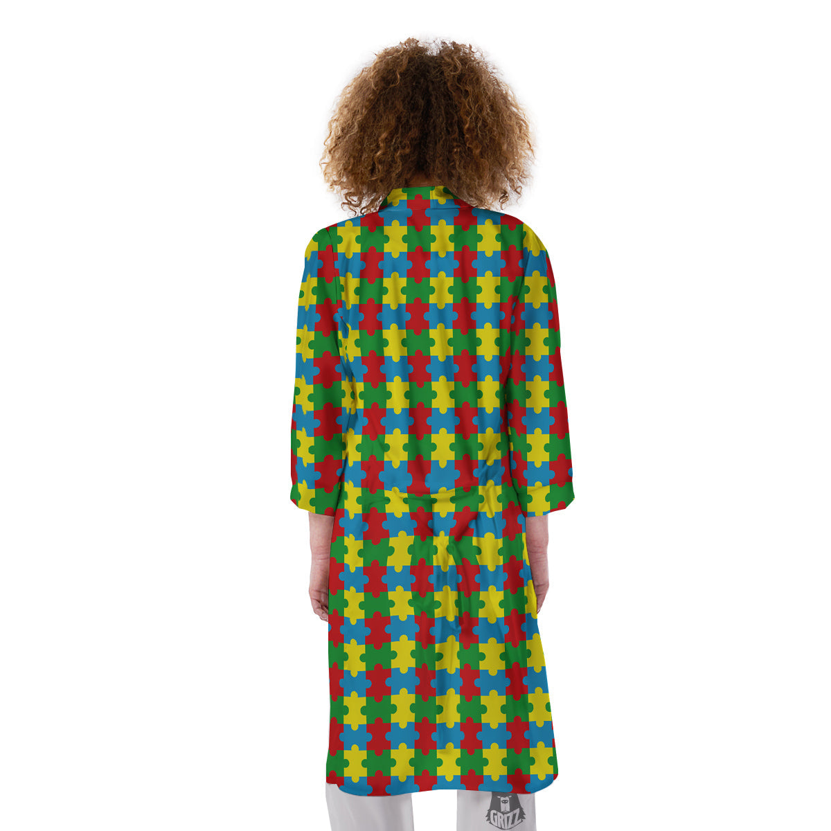 Puzzle Autism Awareness Print Pattern Kimono-grizzshop