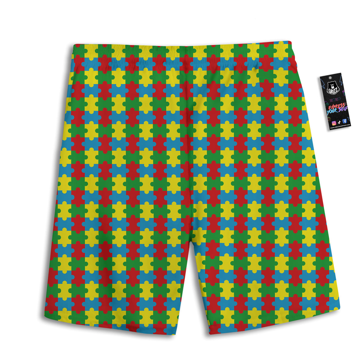 Puzzle Autism Awareness Print Pattern Men's Athletic Shorts