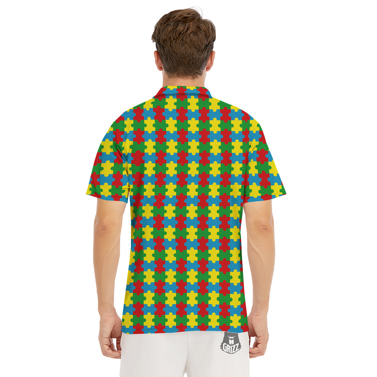 Puzzle Autism Awareness Print Pattern Men's Golf Shirts-grizzshop