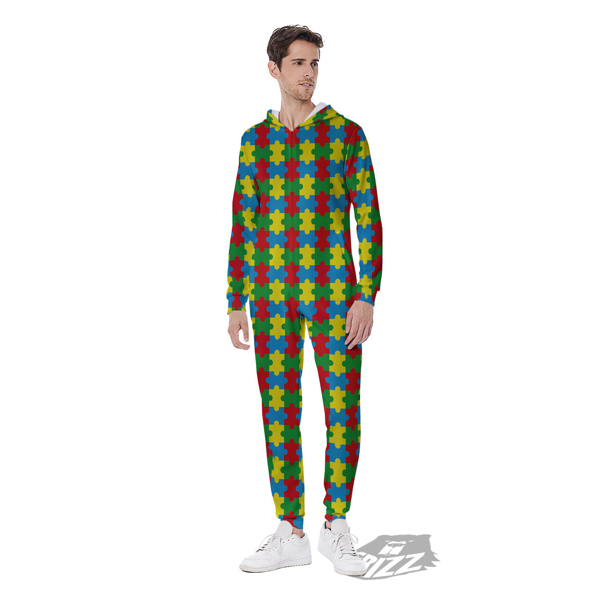 Puzzle Autism Awareness Print Pattern Men's Jumpsuit-grizzshop