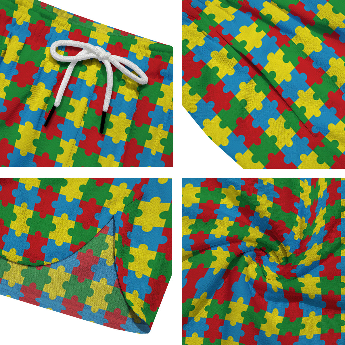 Puzzle Autism Awareness Print Pattern Men's Running Shorts-grizzshop