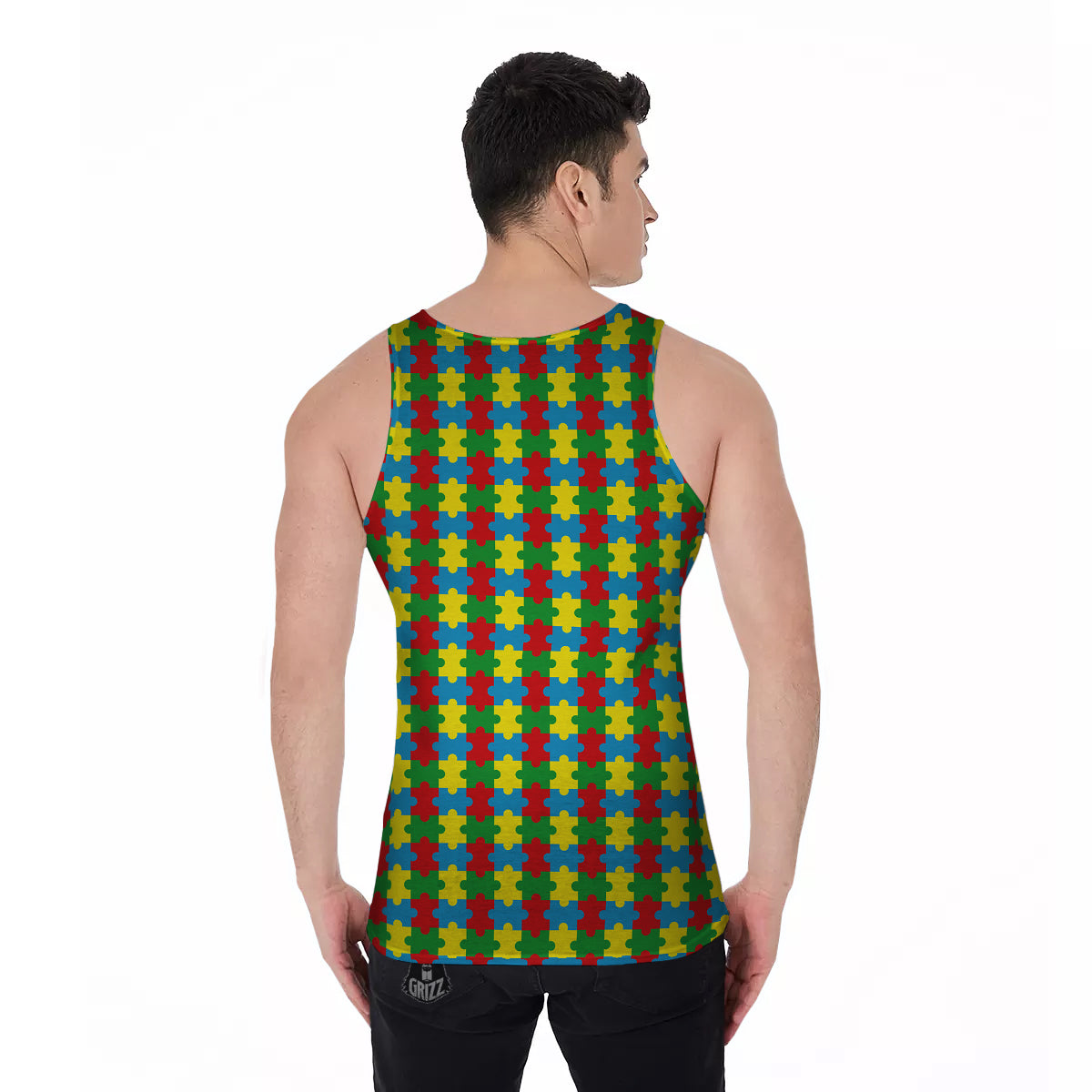 Puzzle Autism Awareness Print Pattern Men's Tank Top-grizzshop